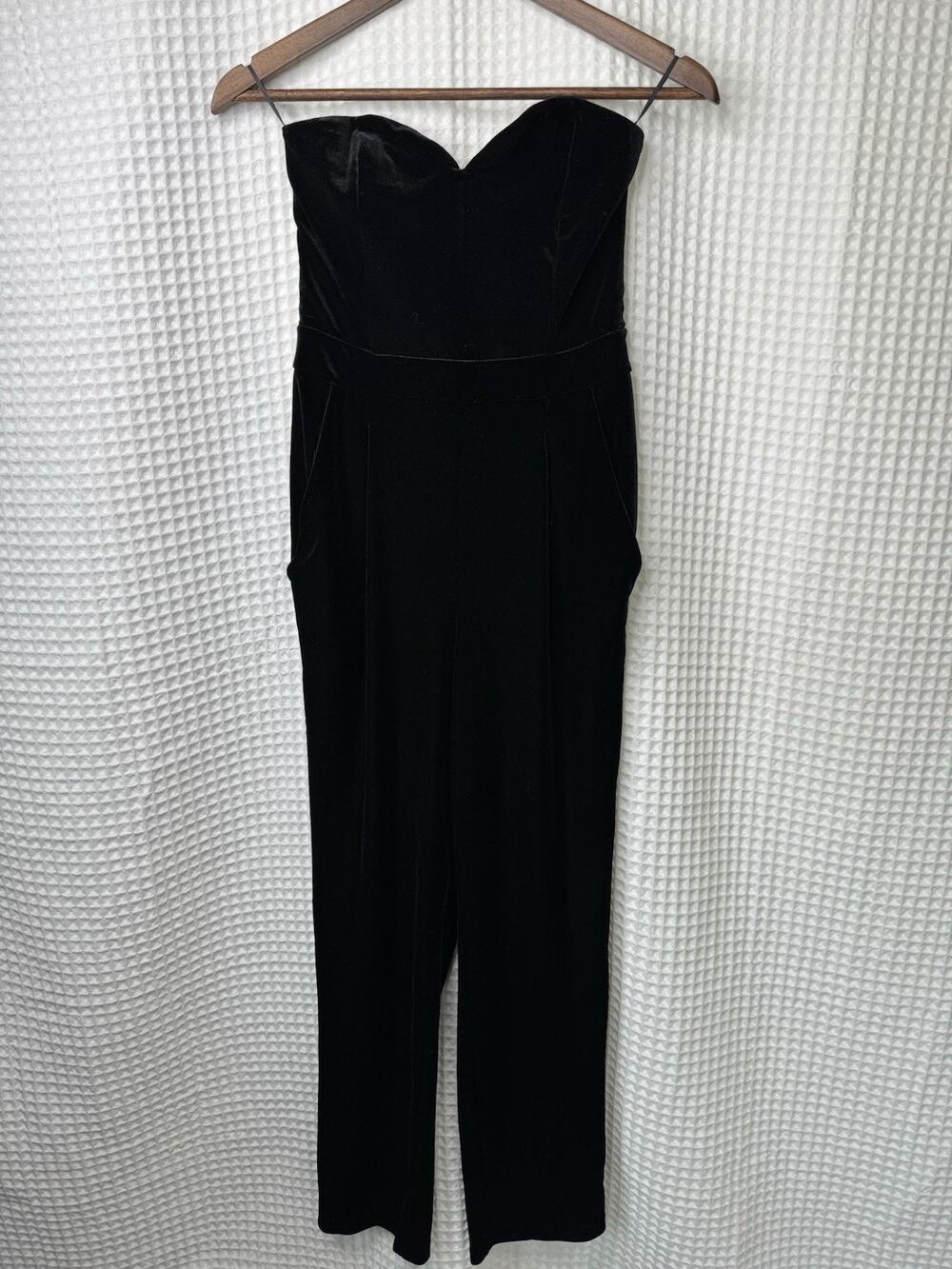 Express Womens Size 2 Black Velvet Strapless Jumpsuit Romper Bustier NWT $88